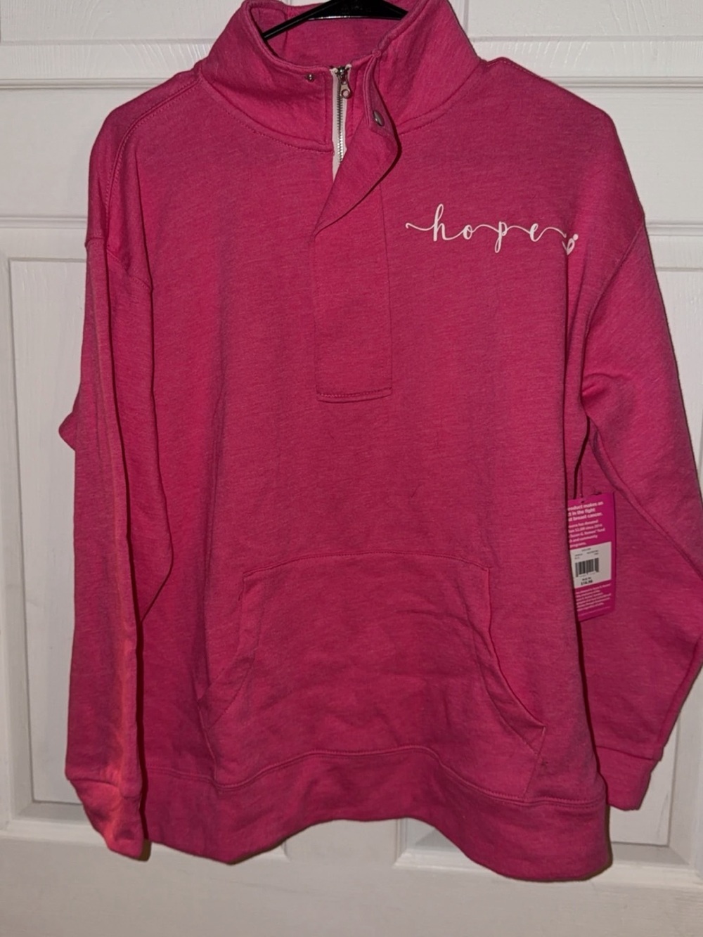 Hope Script Quarter-Zip Fleece Pullover - Pink